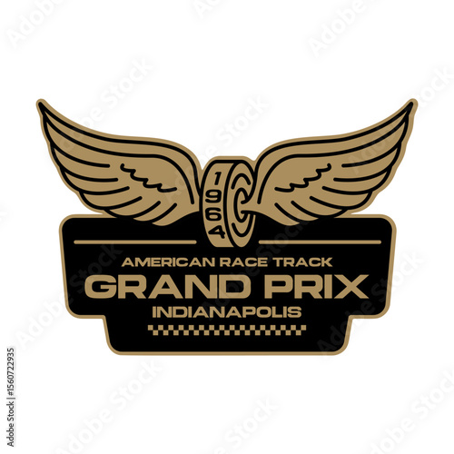 Motorsport racing Club logo template vector design element vintage style for label or badge retro illustration.