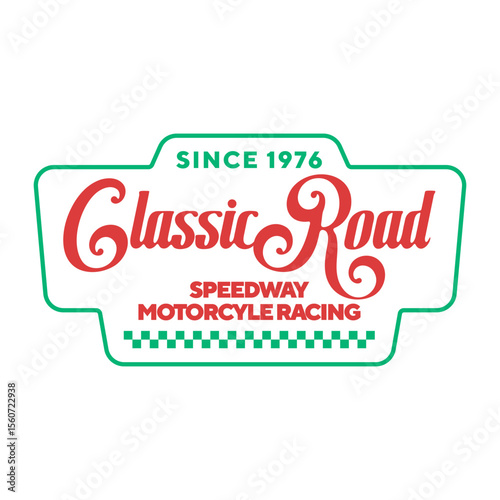 Motorsport racing Club logo template vector design element vintage style for label or badge retro illustration.
