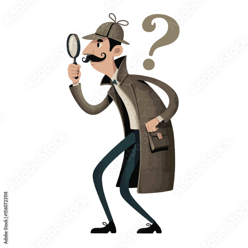 Funny cartoon businessman in a suit with a briefcase, a fun character illustration for business solutions at work
