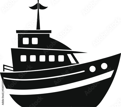 Boat and ship Silhouette Vector with white background and editable