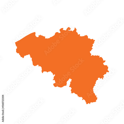 Map of Belgium, sign silhouette. World Map Globe. Vector Illustration isolated on transparent background. Europe continent.