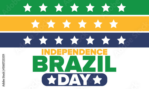 Brazil Independence Day. Happy national holiday. Freedom day. Celebrate annual in September 7. Brazil flag. Patriotic brazilian design. Poster, card, banner, template, background. Vector illustration
