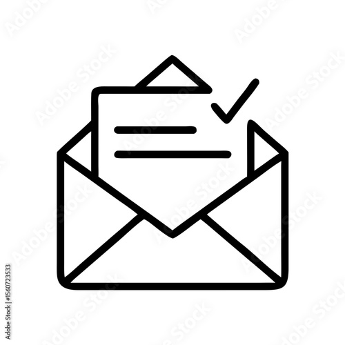 Email confirmation icon with letter and checkmark illustration  