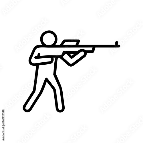 Stick figure aiming a rifle in a shooting position icon  