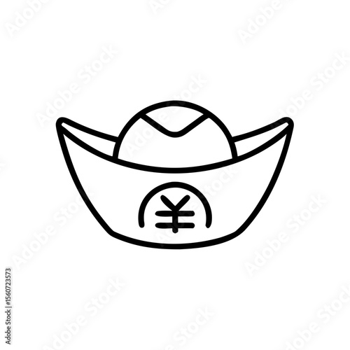 Yuan Bao ingot symbol illustration in minimalist style  