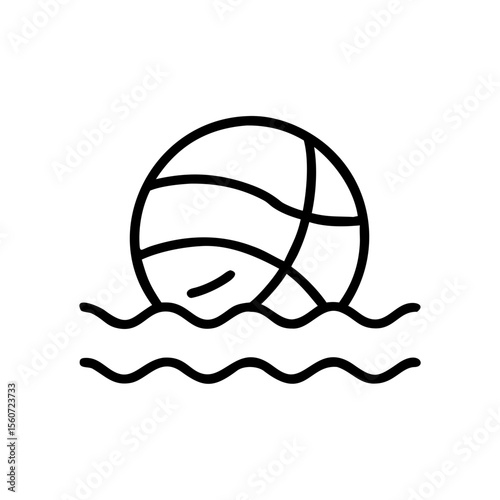 Water polo ball floating in water waves icon  