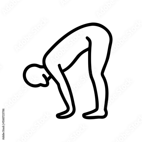 Person performing forward bend pose in minimalist line art style  