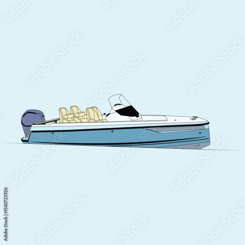 Vector Boat Line Art Illustration