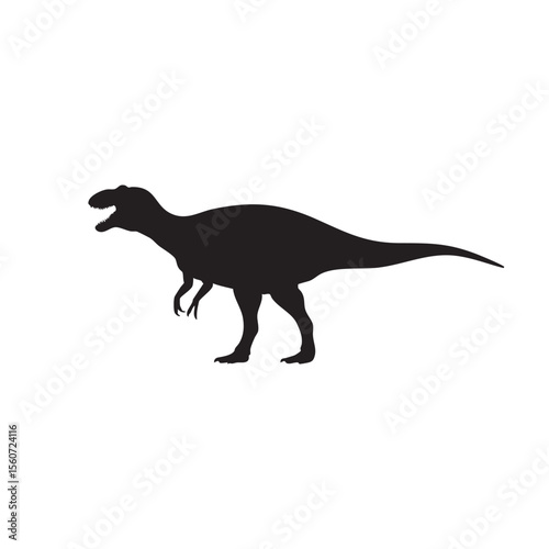 Majungasaurus Dinosaur Black Silhouette on White Background silhouette