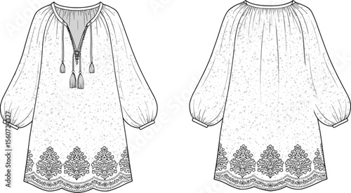 Technical flat sketch of a women's cargo midi skirt featuring multiple patch pockets and a front slit, ideal for utilitarian and casual fashion design.