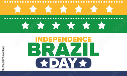 Brazil Independence Day. Happy national holiday. Freedom day. Celebrate annual in September 7. Brazil flag. Patriotic brazilian design. Poster, card, banner, template, background. Vector illustration