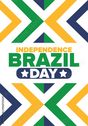 Brazil Independence Day. Happy national holiday. Freedom day. Celebrate annual in September 7. Brazil flag. Patriotic brazilian design. Poster, card, banner, template, background. Vector illustration