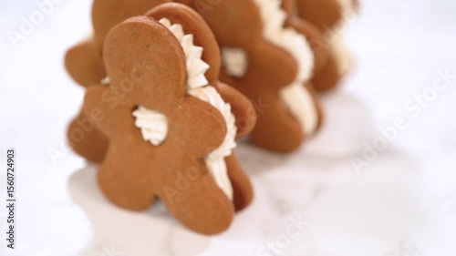 Handcrafted Gingerbread Cookie Sandwiches with Eggnog Buttercream