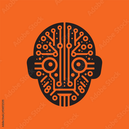 Artificial Intelligence Robot Face vector