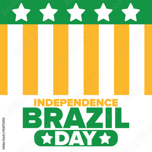 Brazil Independence Day. Happy national holiday. Freedom day. Celebrate annual in September 7. Brazil flag. Patriotic brazilian design. Poster, card, banner, template, background. Vector illustration