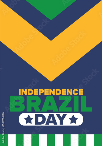 Brazil Independence Day. Happy national holiday. Freedom day. Celebrate annual in September 7. Brazil flag. Patriotic brazilian design. Poster, card, banner, template, background. Vector illustration