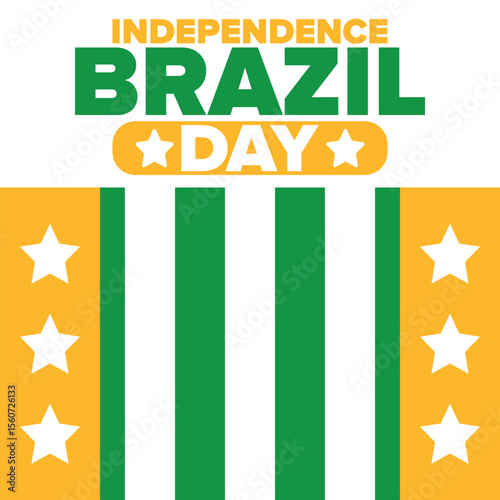 Brazil Independence Day. Happy national holiday. Freedom day. Celebrate annual in September 7. Brazil flag. Patriotic brazilian design. Poster, card, banner, template, background. Vector illustration