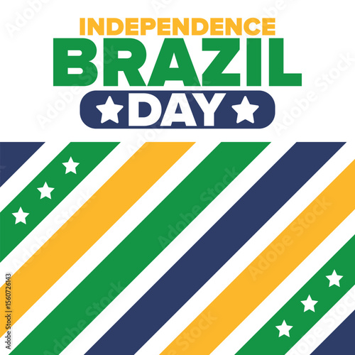 Brazil Independence Day. Happy national holiday. Freedom day. Celebrate annual in September 7. Brazil flag. Patriotic brazilian design. Poster, card, banner, template, background. Vector illustration