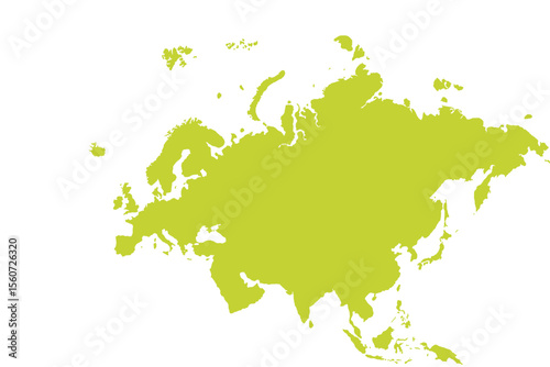 Map of Eurasia, sign silhouette. World Map Globe. Vector Illustration isolated on transparent background. Europe and Asia continent.