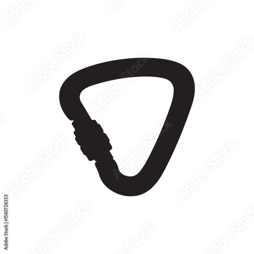 Red carabiner snap hook locked equipment climbing safety protection clasp vector isolated