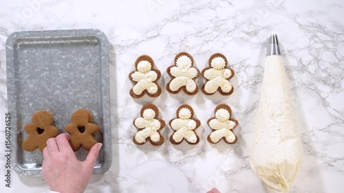 Creating Gingerbread Cookie Sandwiches with Buttercream Filling