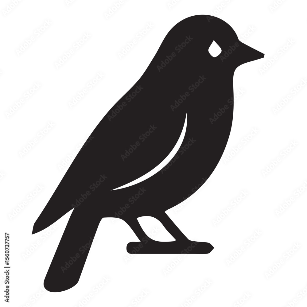 Fototapeta premium A striking vector illustration of a bird silhouette on a branch, perfect for an icon depicting wildlife in nature