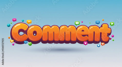 Colorful 3D Comment Word Design Engaging Social Media Graphic