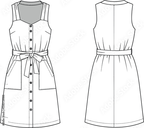 Technical flat sketch of women's pleated Bermuda shorts featuring side pockets and a tailored waistband, ideal for smart casual and everyday fashion design.