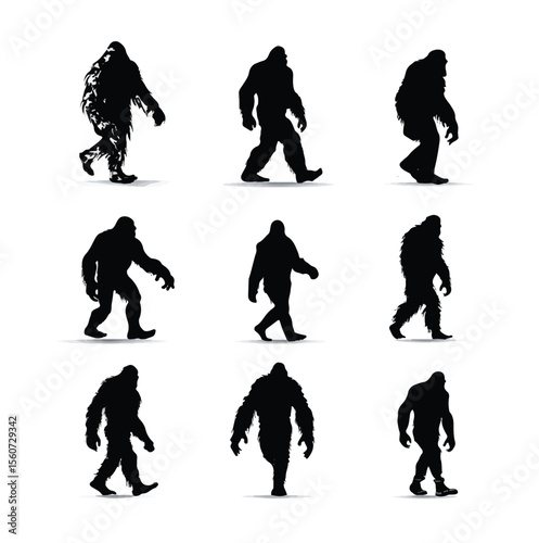 bigfoot silhouette set, Black & White silhouette set