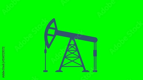 Oil pumpjack rig gas fuel drilling production. Extraction technology. Industrial petroleum fossil petrol resource power energy pump jack rig extraction mechanical. 2d flat animation. Alpha channel