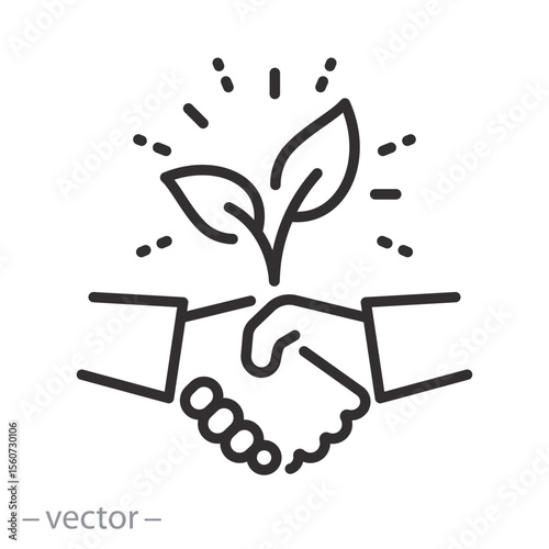 leaf with handshake icon