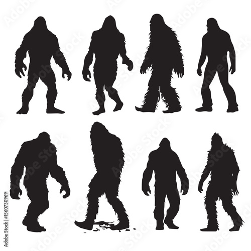 bigfoot silhouette set, Black & White silhouette set