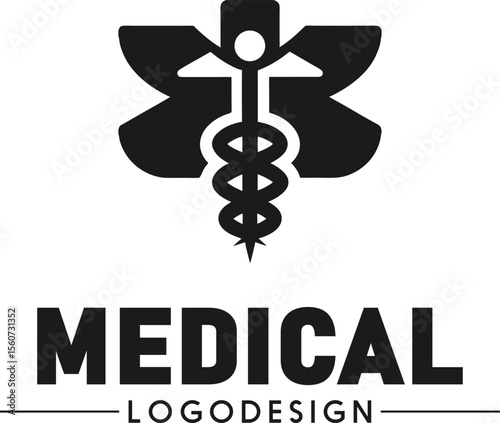 Medical Logo Design with Caduceus Symbol