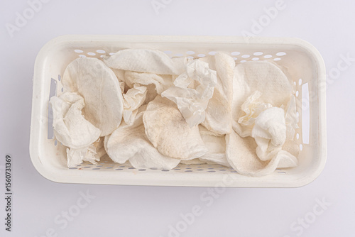 Cosmetic trash make-up dirty cotton pads close-up