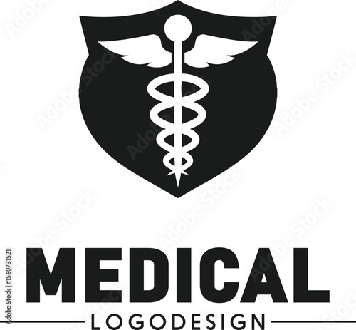 Medical Logo Design with Caduceus Symbol