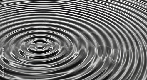 Concentric ripples spreading across a liquid surface, creating a circular wave pattern.