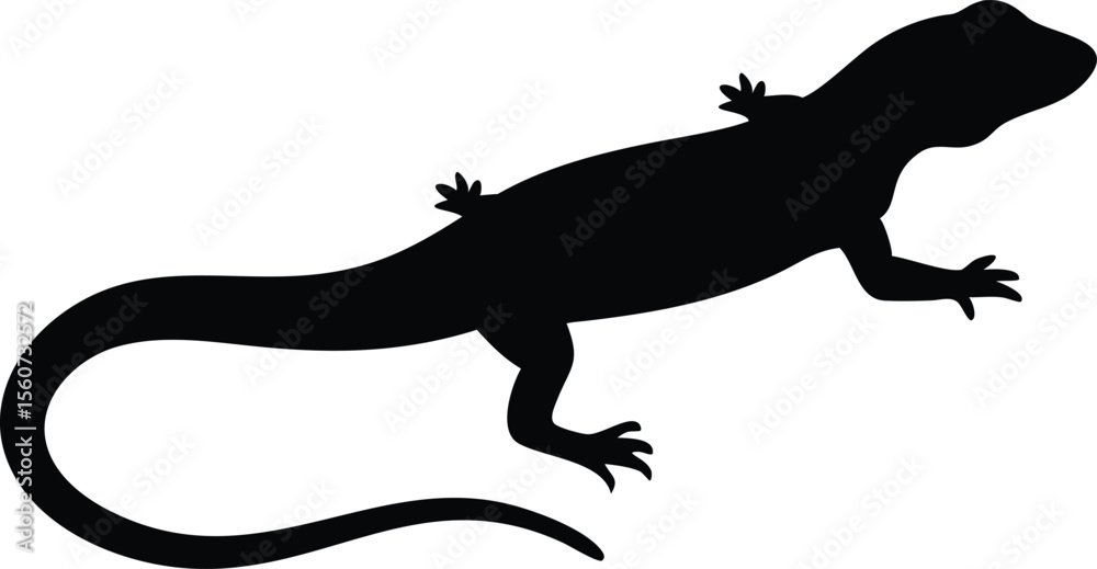 Naklejka premium Silhouette of a lizard on white background simple and artistic graphic design animal wildlife