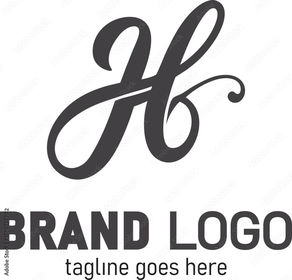 Obraz premium H Brand Logo with Script Typography