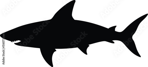 Silhouette of a powerful shark swimming gracefully in a vector design