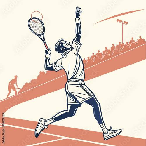 Tennis Player Serving
