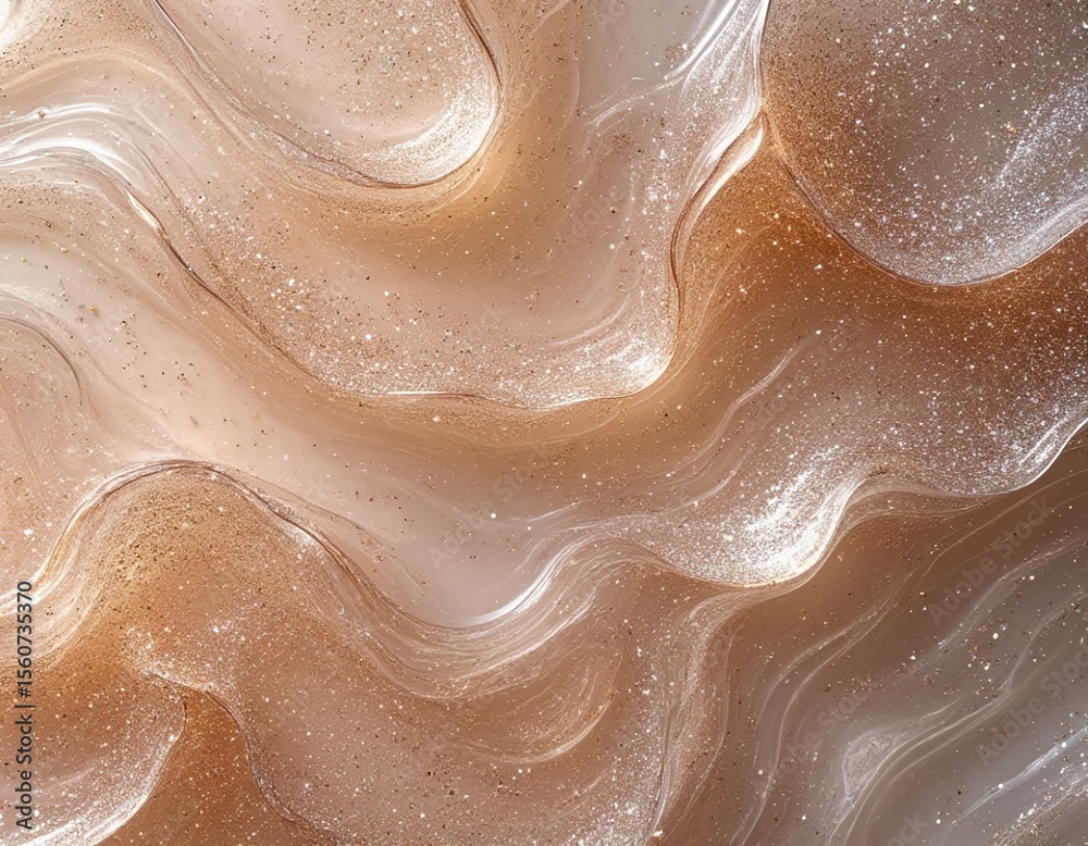 Fototapeta premium Resin-style texture with layers, sparkle, and deep shadows.