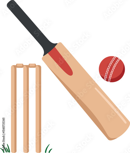 Cricket Bat Ball Wickets: Sports Game & Team Play