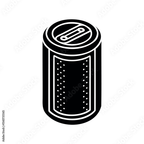 High angle graphic illustration of an unopened beverage soda or beer can