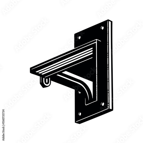 Black and White Graphic Illustration of an Art Deco Shelf Bracket