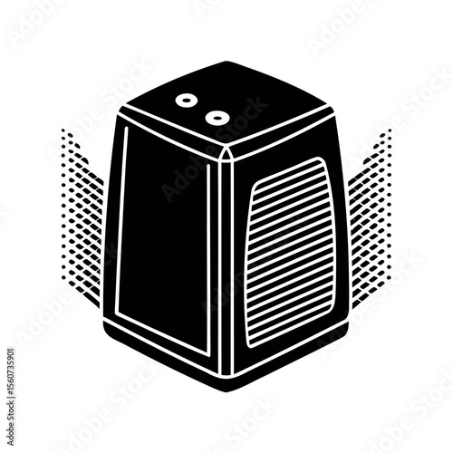 Isometric Icon of a Modern Black and White Portable Air Purifier