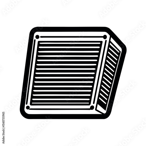 Black and white illustration of a stylized air filter cartridge design