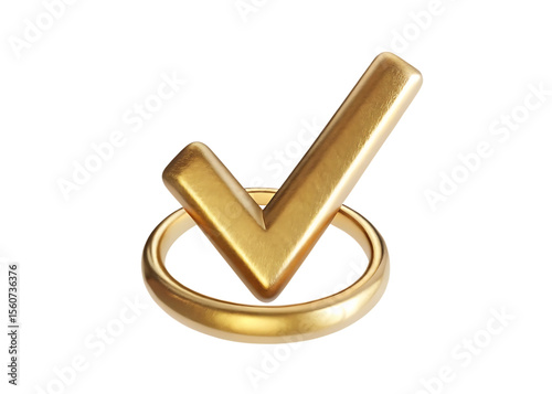 golden check mark symbol  isolated on white background PNG, ai generated