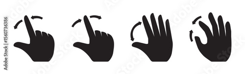 Gesture hand icon. Smartphone, sign fingers touch, click, zoom, rotate, tap display. Gesture Touch symbol. Vector illustration eps 10