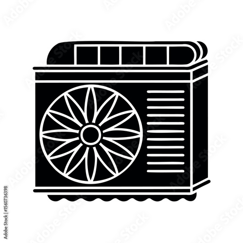 Stylized Black and White Illustration of an Air Conditioning Unit