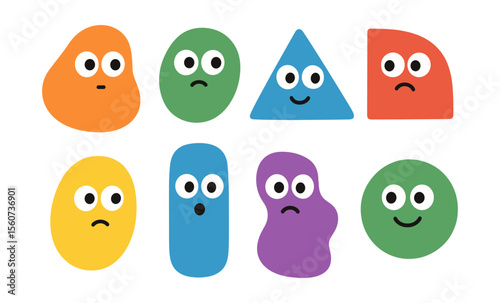 Colorful geometric characters with diverse expressions
